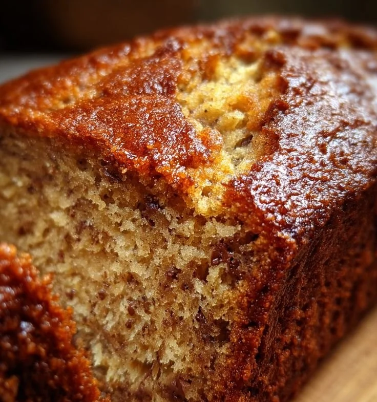 Delicious banana bread made with ripe bananas, fresh out of the oven.