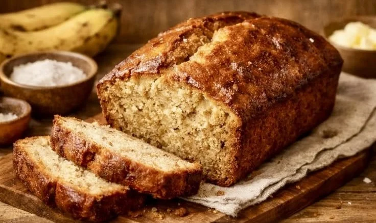 Moist banana bread without oil or butter, an easy recipe for a healthy loaf.