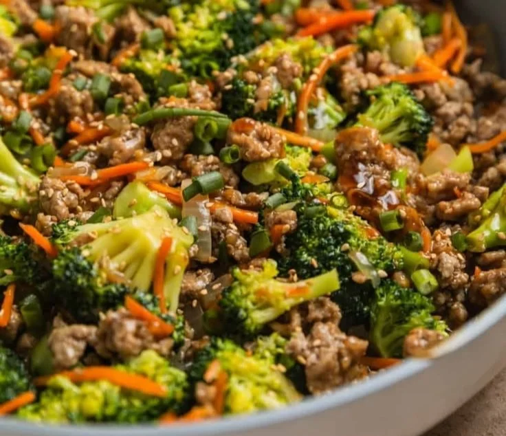 Delicious Ground Turkey Teriyaki Stir Fry served in a bowl