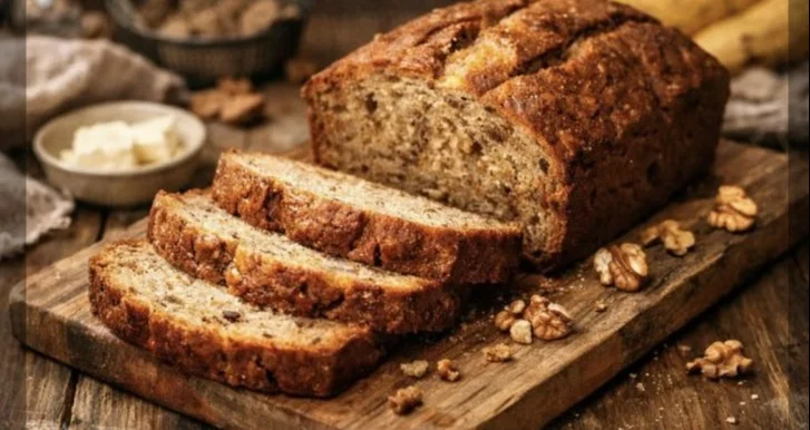 A freshly baked loaf of easy homemade bread cooling on a wire rack.