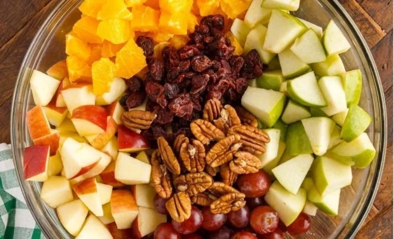 Apple fruit salad with warm fall spice dressing