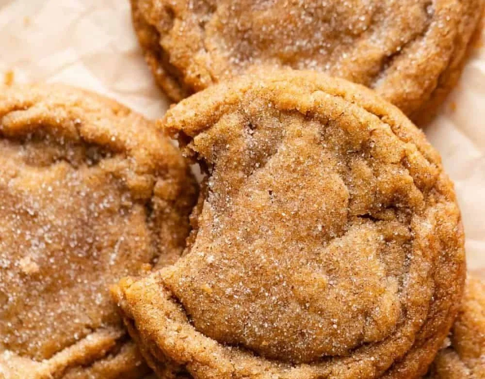 Brown Butter Pumpkin Snickerdoodle Cookies on a plate