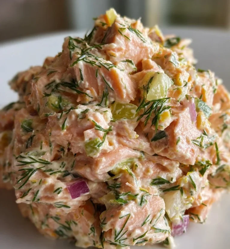 Canned salmon dish with dill and lemon served on a plate
