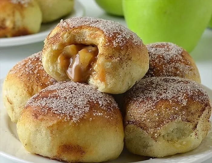 Caramel apple pie bombs with gooey caramel and spiced apples