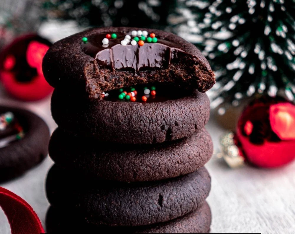 Delicious chocolate thumbprint cookies with a sweet filling