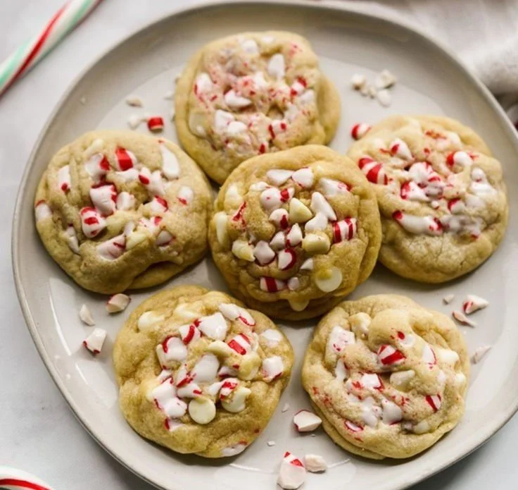 Delicious Christmas White Chocolate Peppermint Cookies with minty flavor