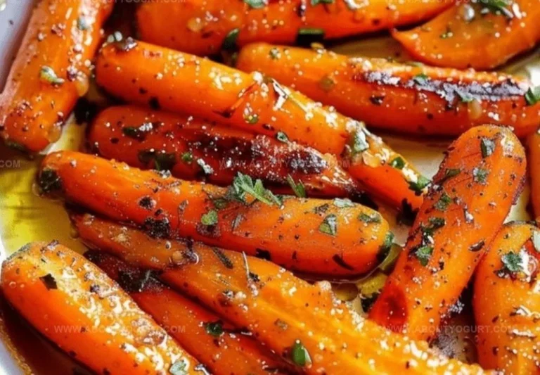 Delicious honey garlic butter roasted carrots on a serving plate