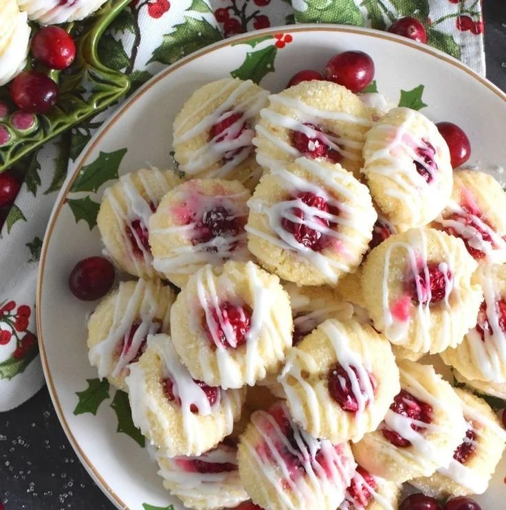 Freshly baked Lemon Cranberry Cookies on a plate