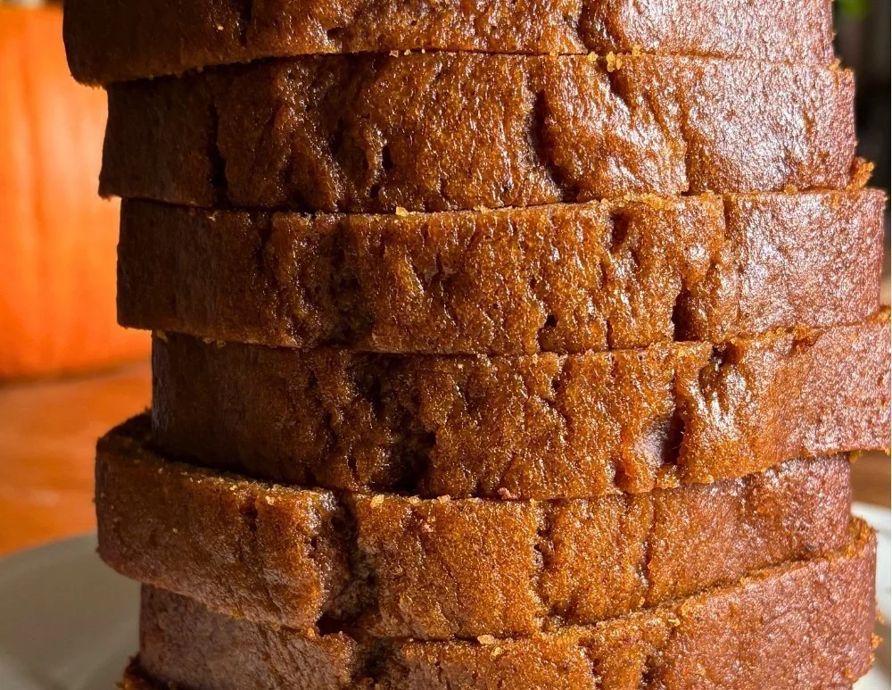 One-bowl coffeehouse-style pumpkin loaf fresh out of the oven