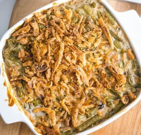 Delicious stovetop green bean casserole prepared with fresh ingredients